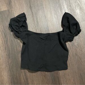 Sunday Best Black Puff Sleeve Blouse